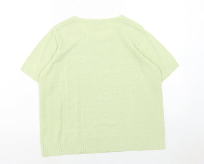 EWM Womens Green Boat Neck Acrylic Pullover Jumper Size L