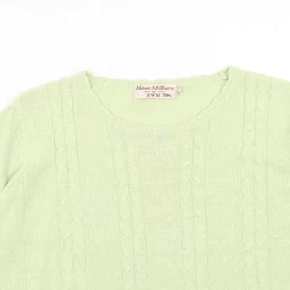 EWM Womens Green Boat Neck Acrylic Pullover Jumper Size L