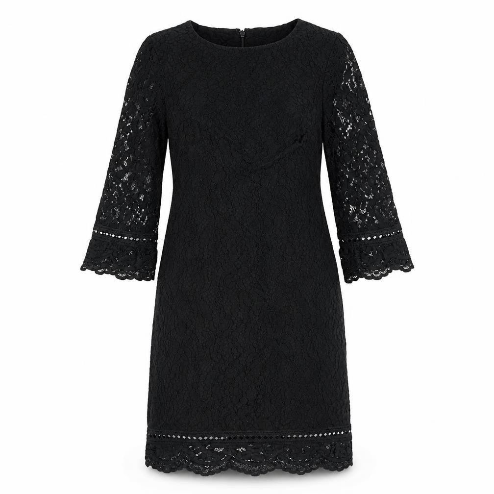 Warehouse Womens Black Cotton A-Line Size 6 Round Neck Zip