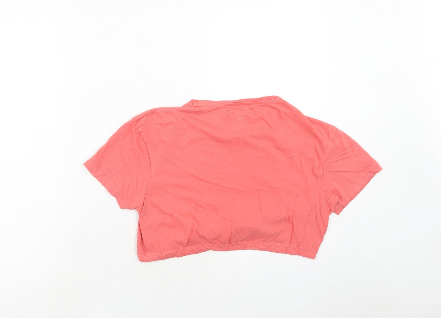 Brave Soul Womens Pink Cotton Cropped T-Shirt Size S Round Neck - Duvet World Tour