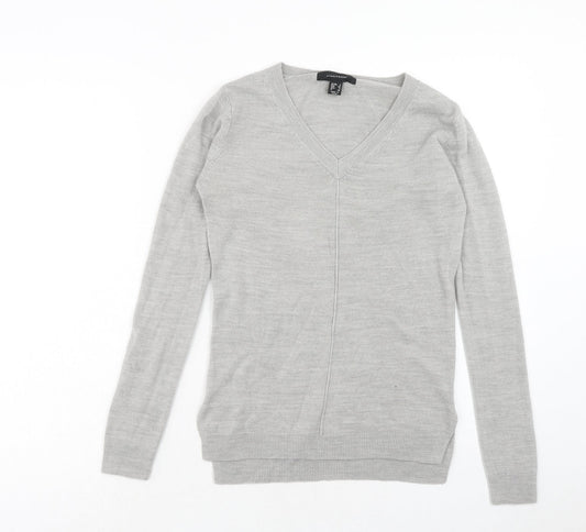Atmosphere Womens Grey V-Neck Acrylic Pullover Jumper Size 4
