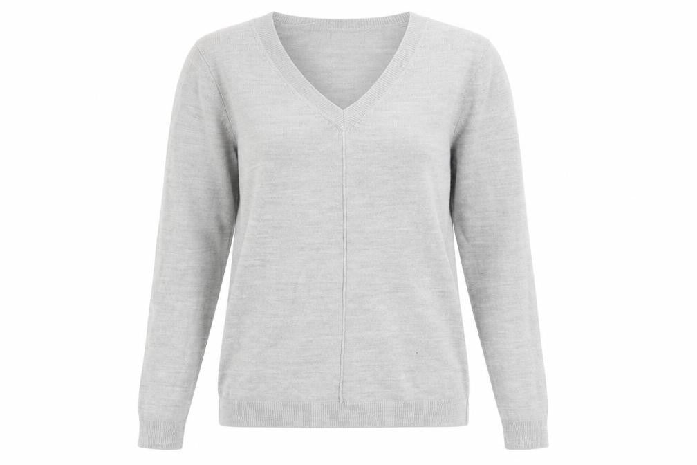 Atmosphere Womens Grey V-Neck Acrylic Pullover Jumper Size 4