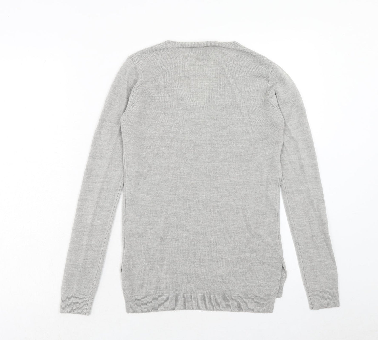 Atmosphere Womens Grey V-Neck Acrylic Pullover Jumper Size 4