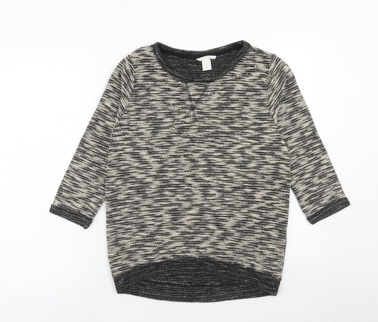 H&M Womens Brown Round Neck Polyester Pullover Jumper Size XS