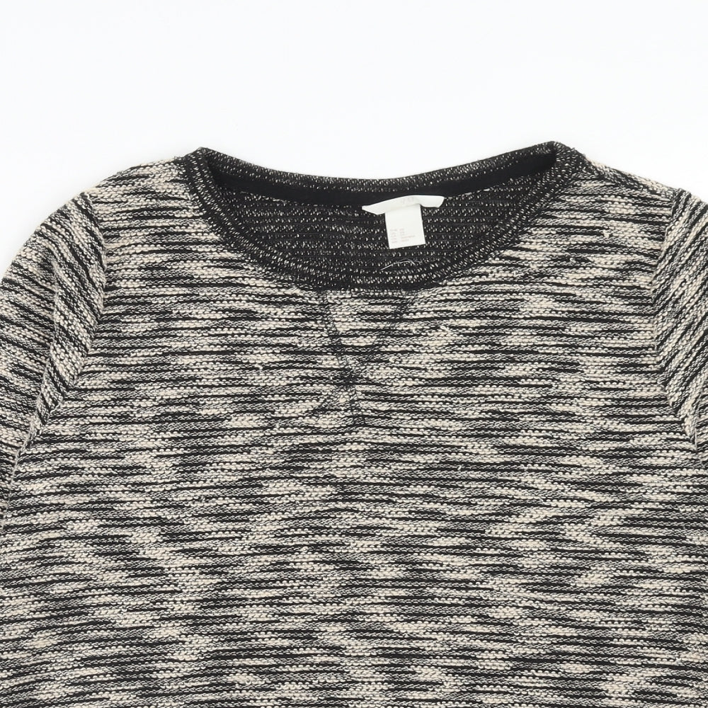 H&M Womens Brown Round Neck Polyester Pullover Jumper Size XS