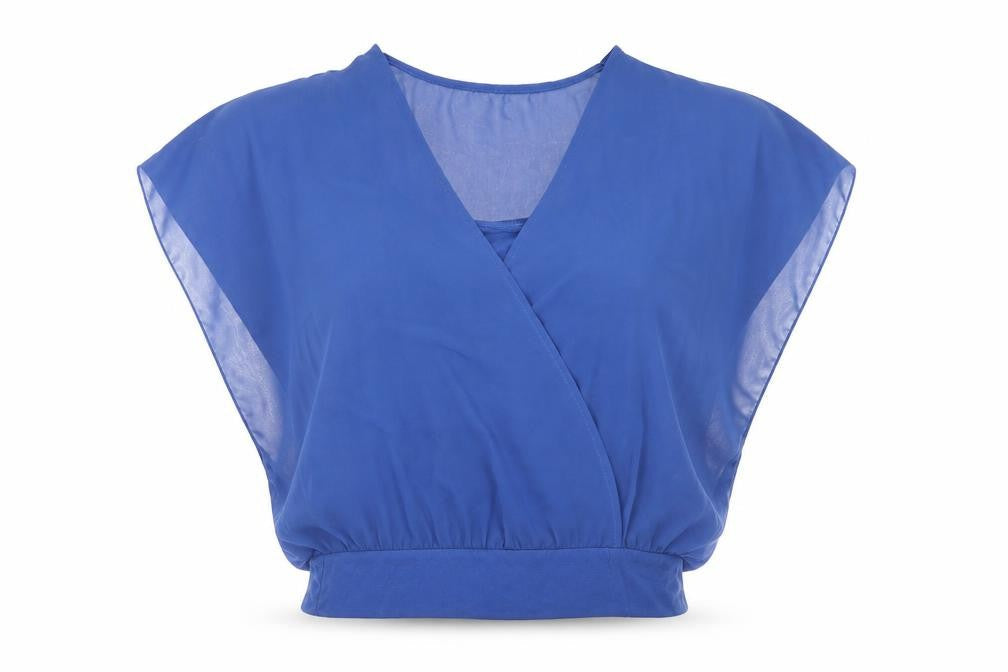 Body Flirt Womens Blue Polyester Basic Blouse Size S Round Neck