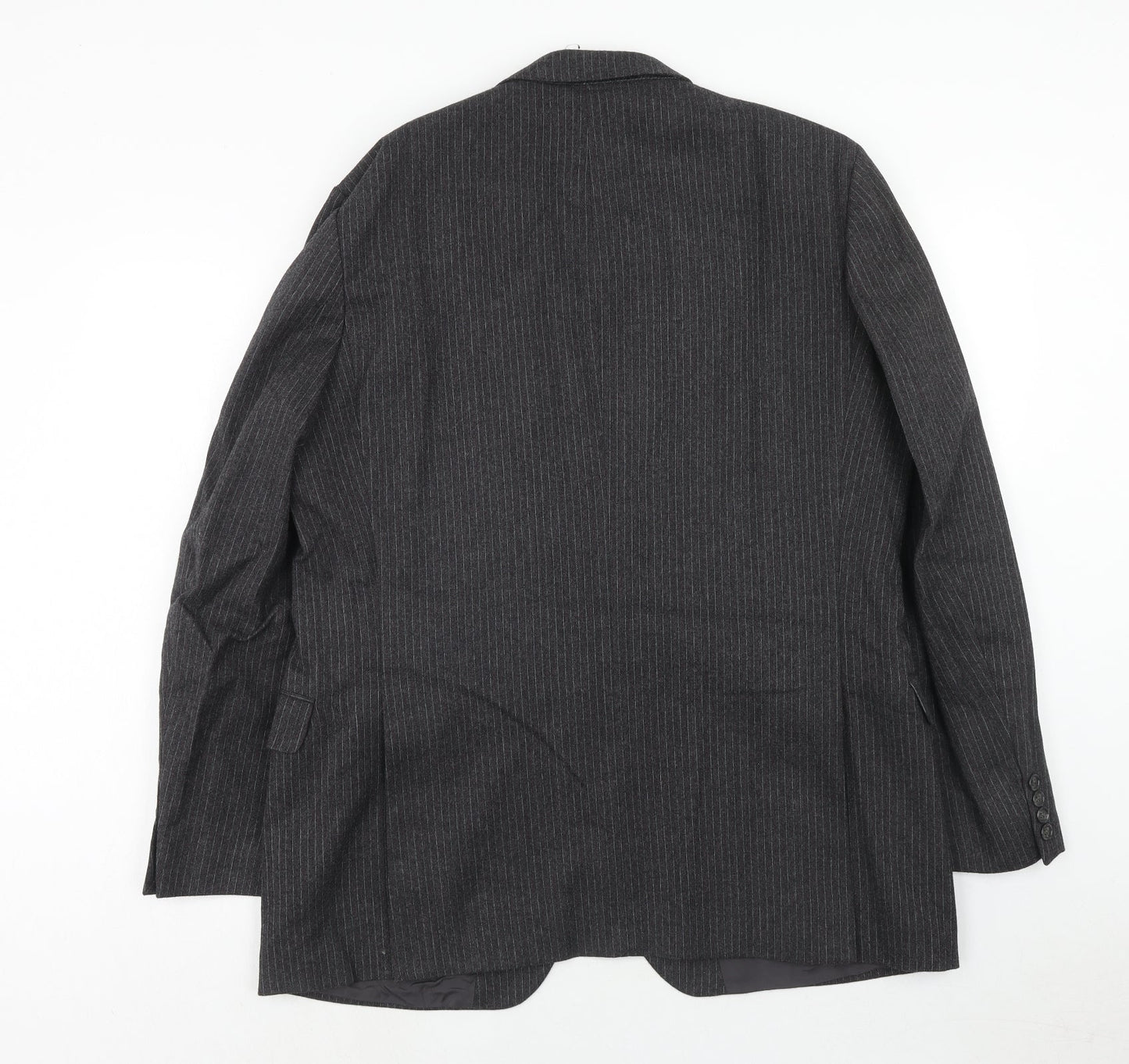 St.Micheal Mens Grey Striped Wool Jacket Suit Jacket Size 44 Regular