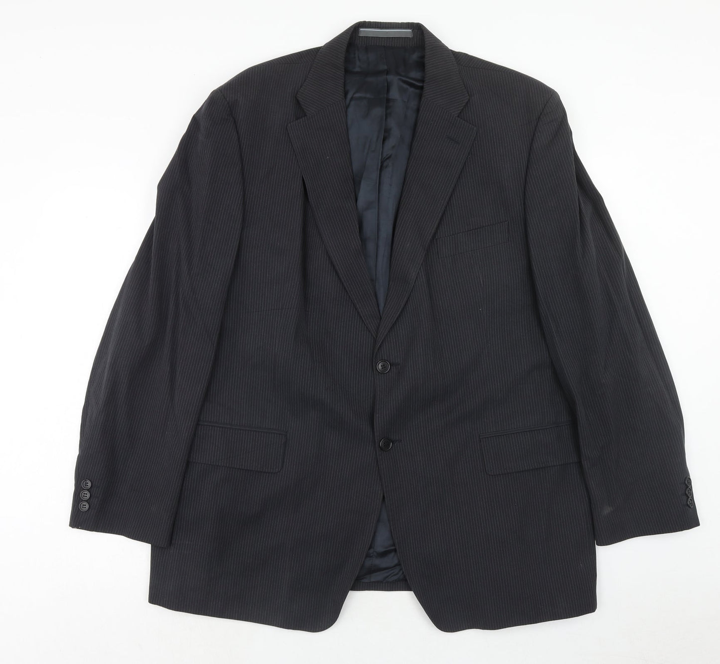 Marks and Spencer Mens Black Striped Cotton Jacket Suit Jacket Size XL Regular