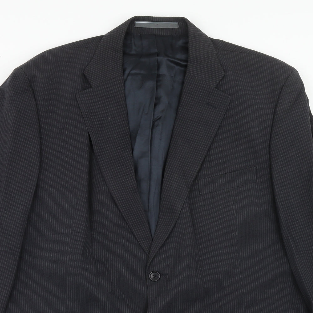 Marks and Spencer Mens Black Striped Cotton Jacket Suit Jacket Size XL Regular