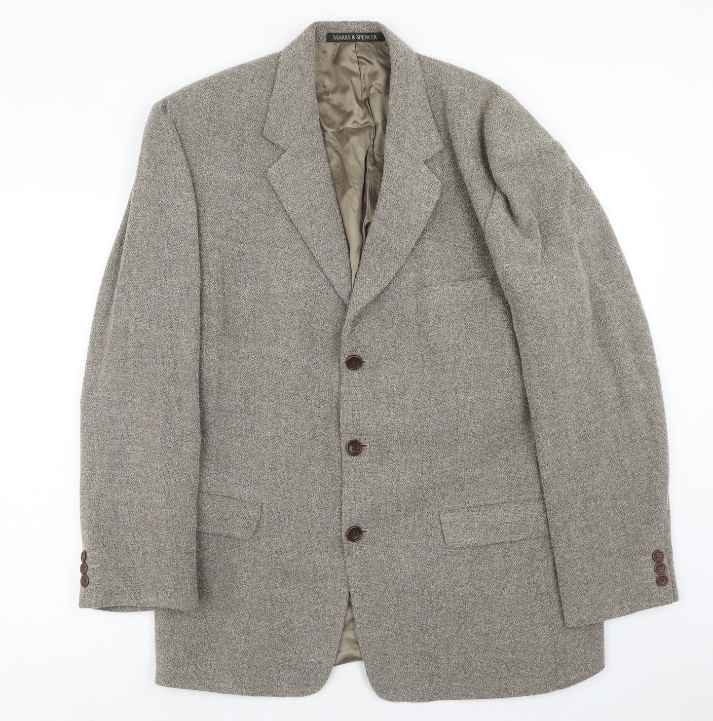 Marks and Spencer Mens Grey Wool Jacket Blazer Size 40 Regular