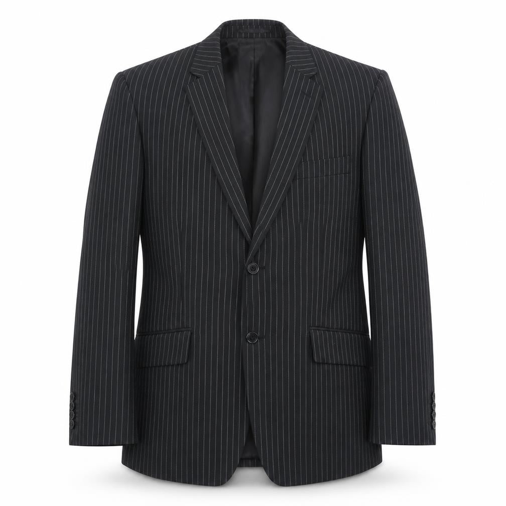 Charlton Gray Mens Black Striped Polyester Jacket Suit Jacket Size 40 Regular