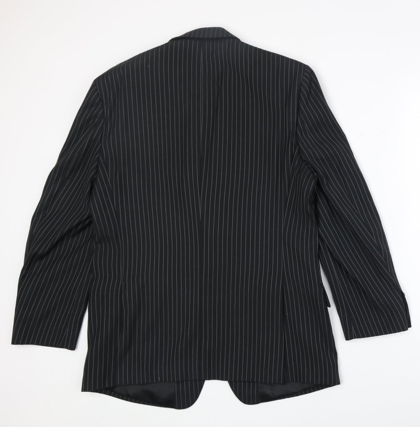 Charlton Gray Mens Black Striped Polyester Jacket Suit Jacket Size 40 Regular