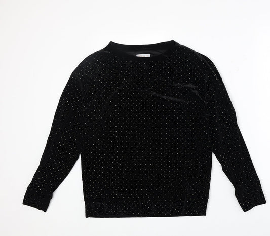 F&F Womens Black Geometric Polyester Pullover Sweatshirt Size 8 Pullover