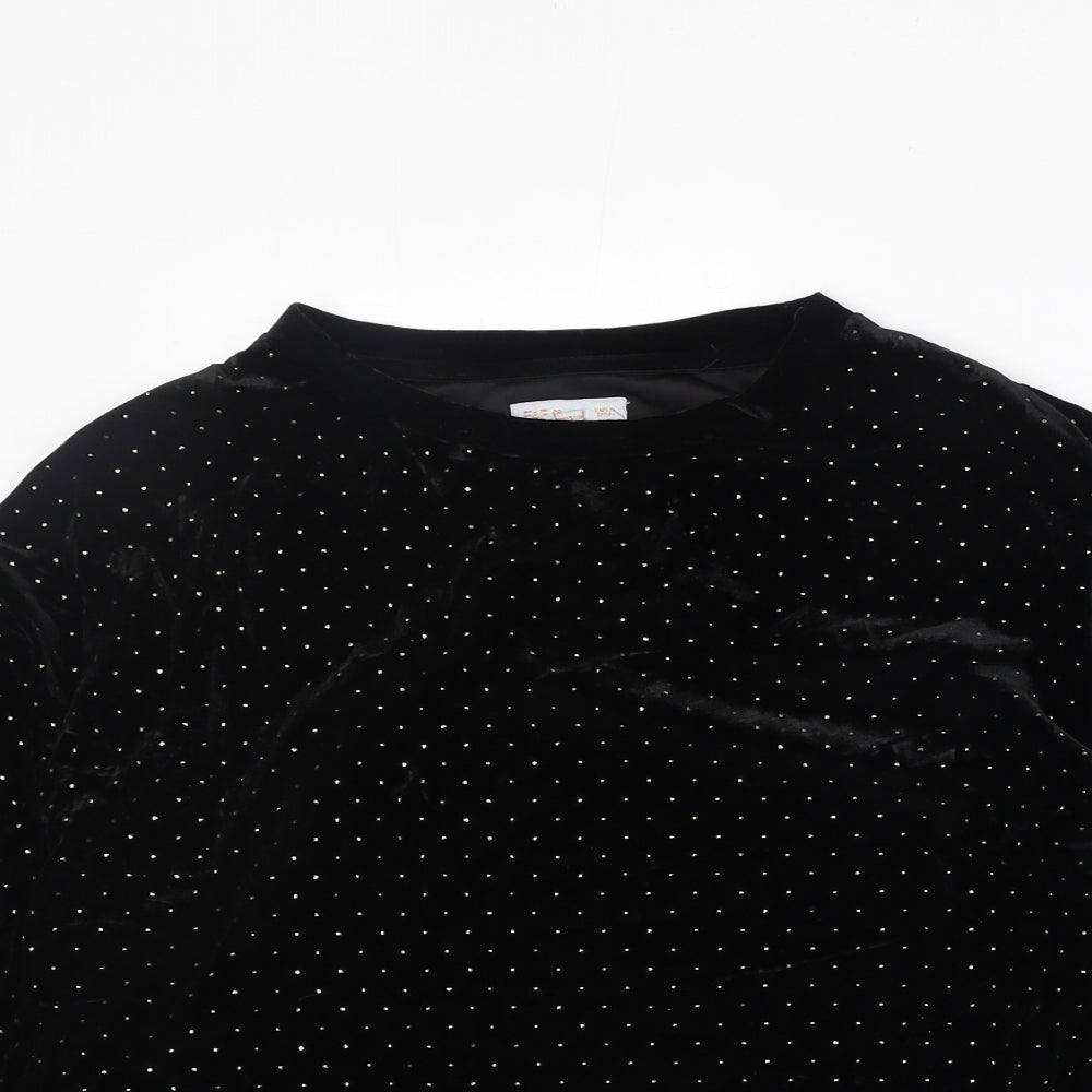 F&F Womens Black Geometric Polyester Pullover Sweatshirt Size 8 Pullover