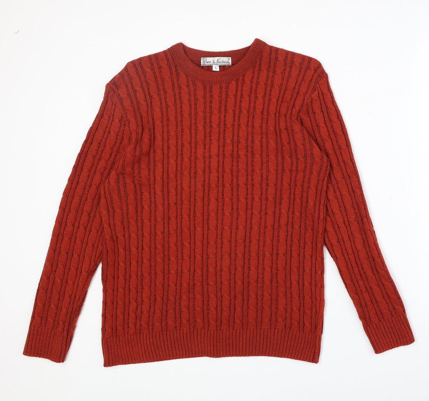 Pure & Natural Womens Red Round Neck Acrylic Pullover Jumper Size L