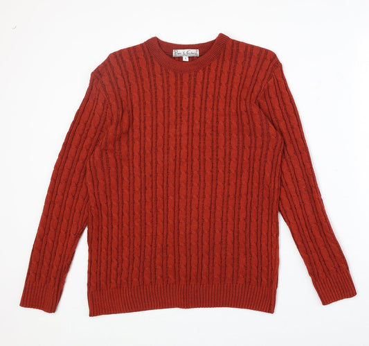 Pure & Natural Womens Red Round Neck Acrylic Pullover Jumper Size L
