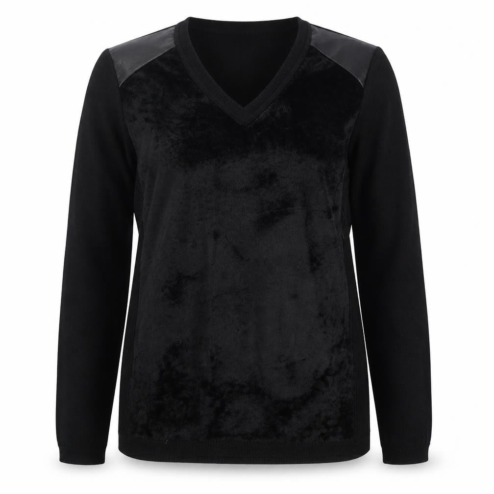 Marks & Spencer Womens Black V-Neck Polyimide Pullover Jumper Size 10