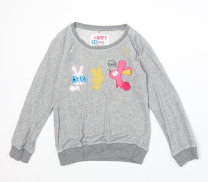 Next Girls Grey Cotton Pullover Sweatshirt Size 10 Years Pullover