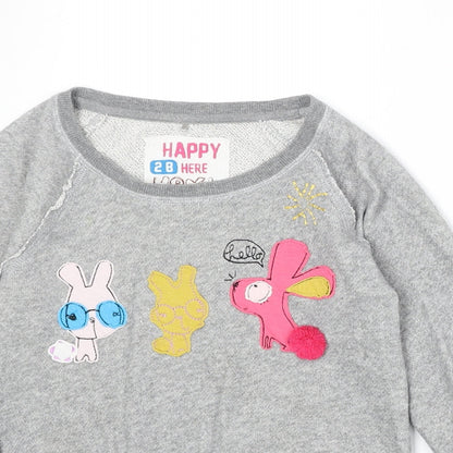 Next Girls Grey Cotton Pullover Sweatshirt Size 10 Years Pullover