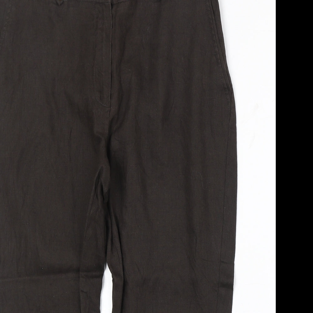 Gdm Womens Brown Linen Trousers Size 12 Regular Zip