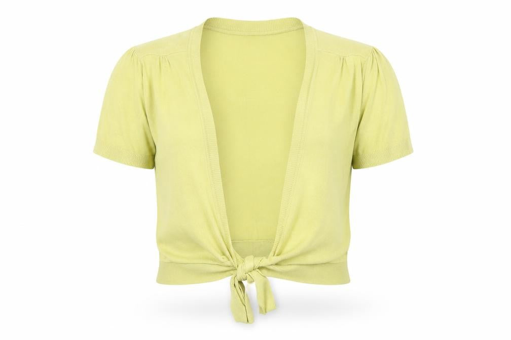 Wallis Womens Green V-Neck Viscose Shrug Jumper Size XL - Tie Front