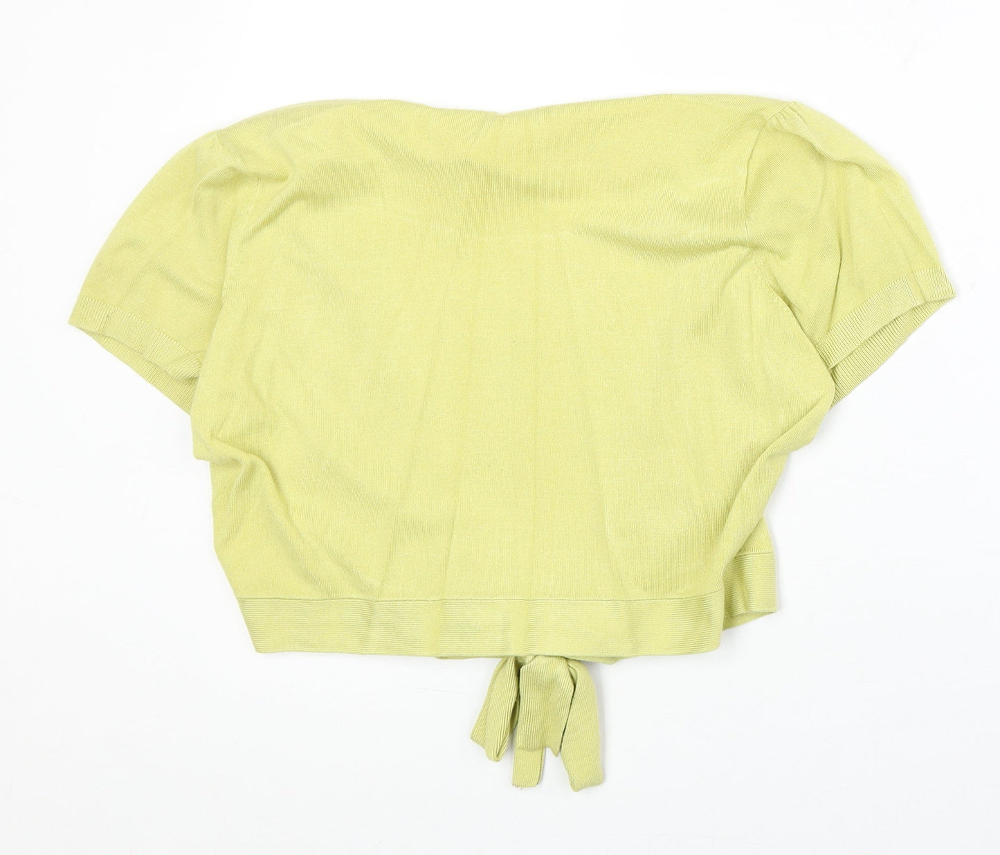 Wallis Womens Green V-Neck Viscose Shrug Jumper Size XL - Tie Front