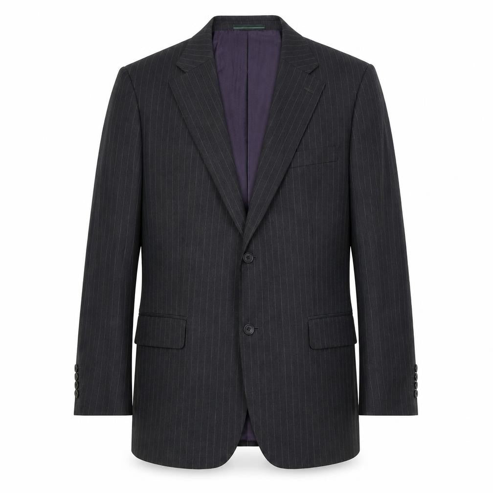 Greenwood Mens Black Striped Wool Jacket Suit Jacket Size 40 Regular