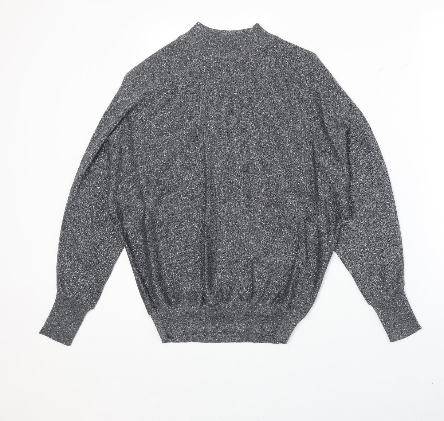 Marks and Spencer Womens Silver Round Neck Polyester Pullover Jumper Size S