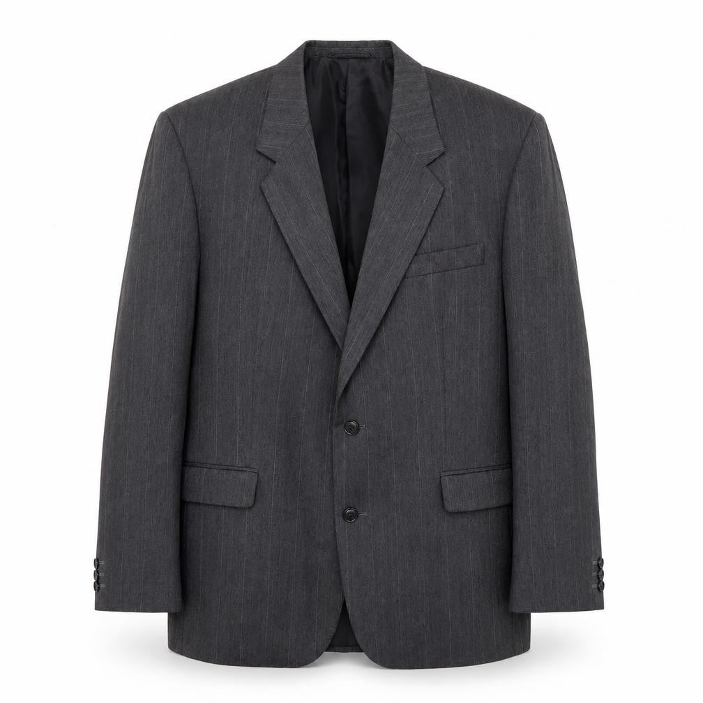 Sorvano Mens Grey Striped Polyester Jacket Suit Jacket Size 40 Regular