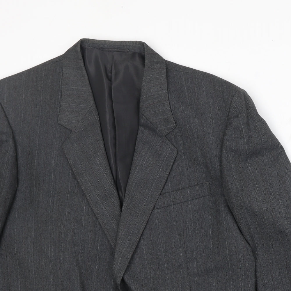 Sorvano Mens Grey Striped Polyester Jacket Suit Jacket Size 40 Regular