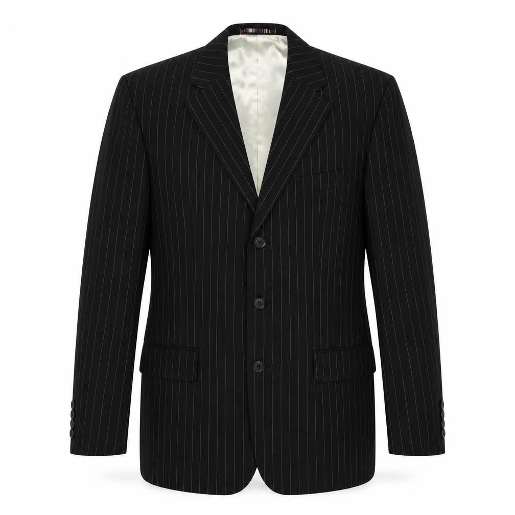River Island Mens Black Striped Polyester Jacket Suit Jacket Size 40 Regular