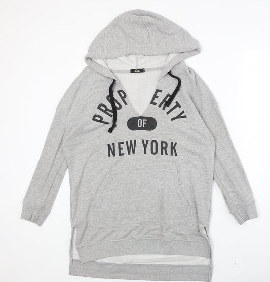 MiM Womens Grey Polyester Pullover Hoodie Size L Pullover