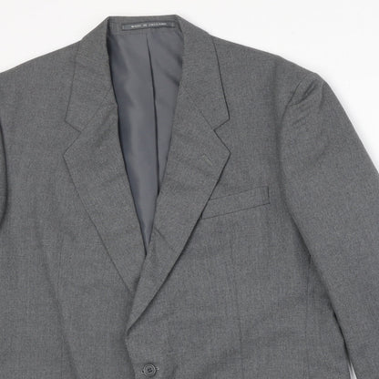 Pinstripe Mens Grey Polyester Jacket Suit Jacket Size 44 Regular