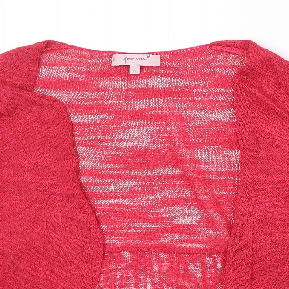 Marks and Spencer Womens Pink V-Neck Acrylic Cardigan Jumper Size 16