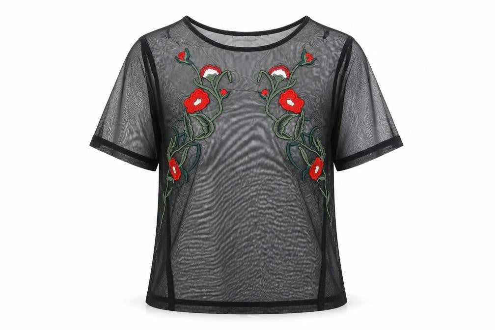 Quiz Womens Black Floral Polyester Basic Blouse Size 10 Round Neck