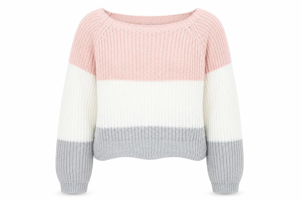 Cameo Rose Womens Multicoloured Boat Neck Striped Acrylic Pullover Jumper Size S
