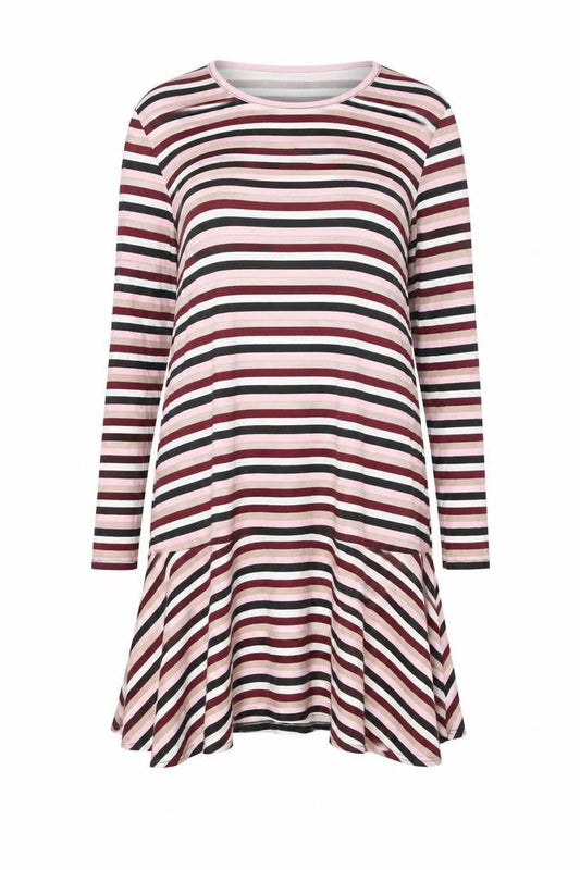 Boohoo Womens Multicoloured Striped Polyester Trapeze & Swing Size 8 Round Neck Pullover