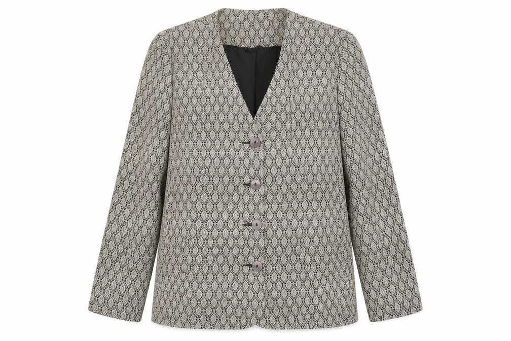 Debenhams Womens Beige Geometric Acetate Jacket Blazer Size 16