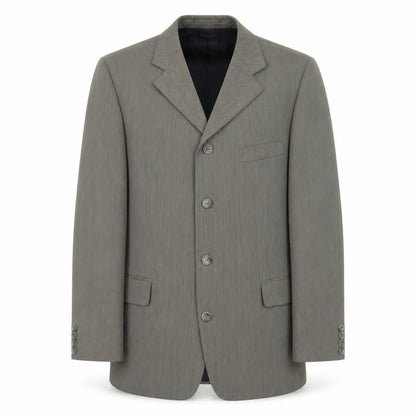 AW Trench Mens Grey Striped Polyester Jacket Blazer Size 42 Regular