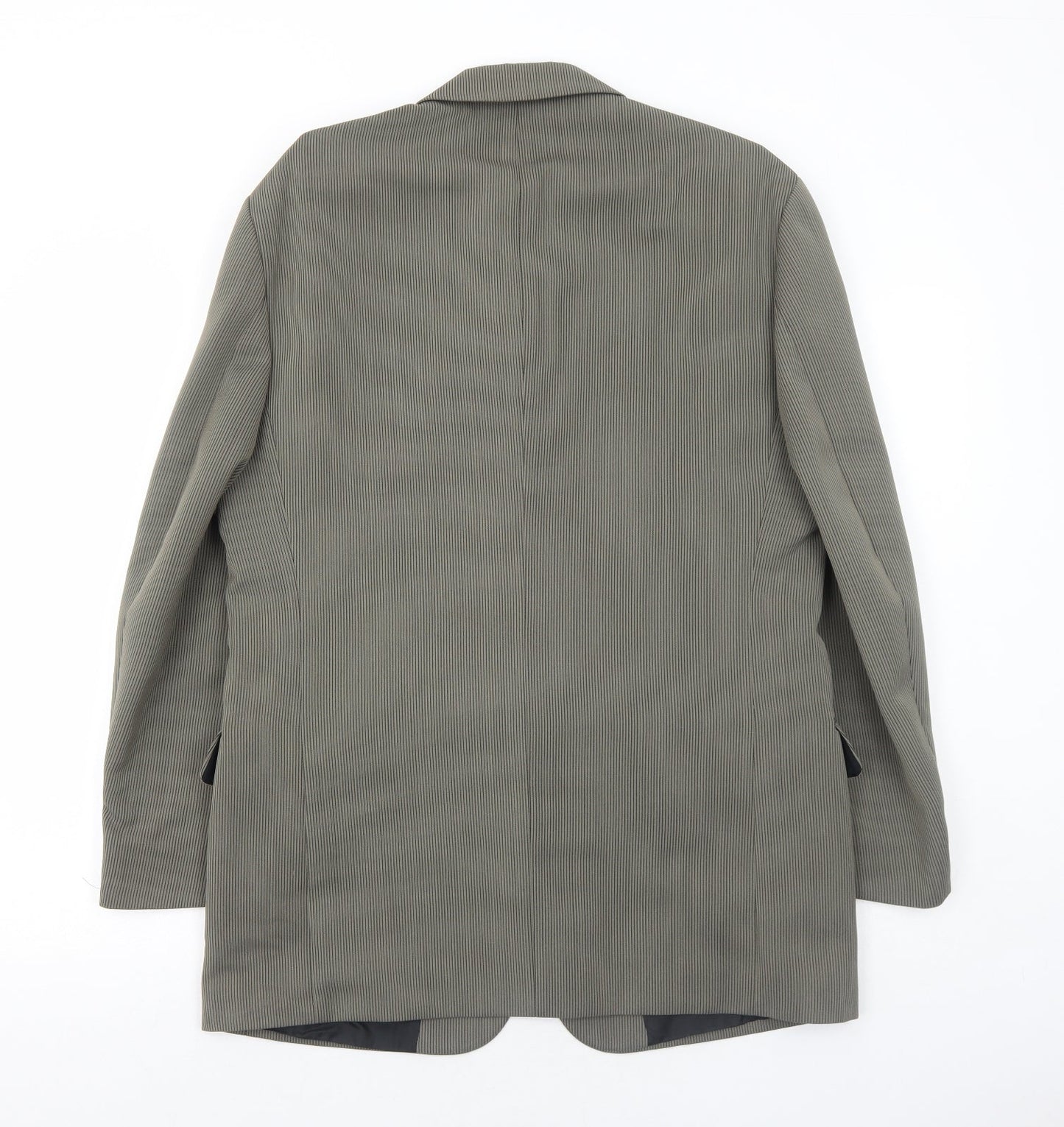 AW Trench Mens Grey Striped Polyester Jacket Blazer Size 42 Regular