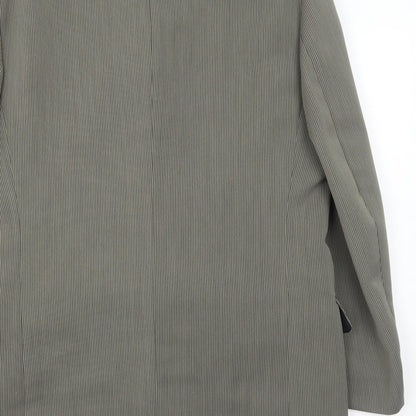 AW Trench Mens Grey Striped Polyester Jacket Blazer Size 42 Regular
