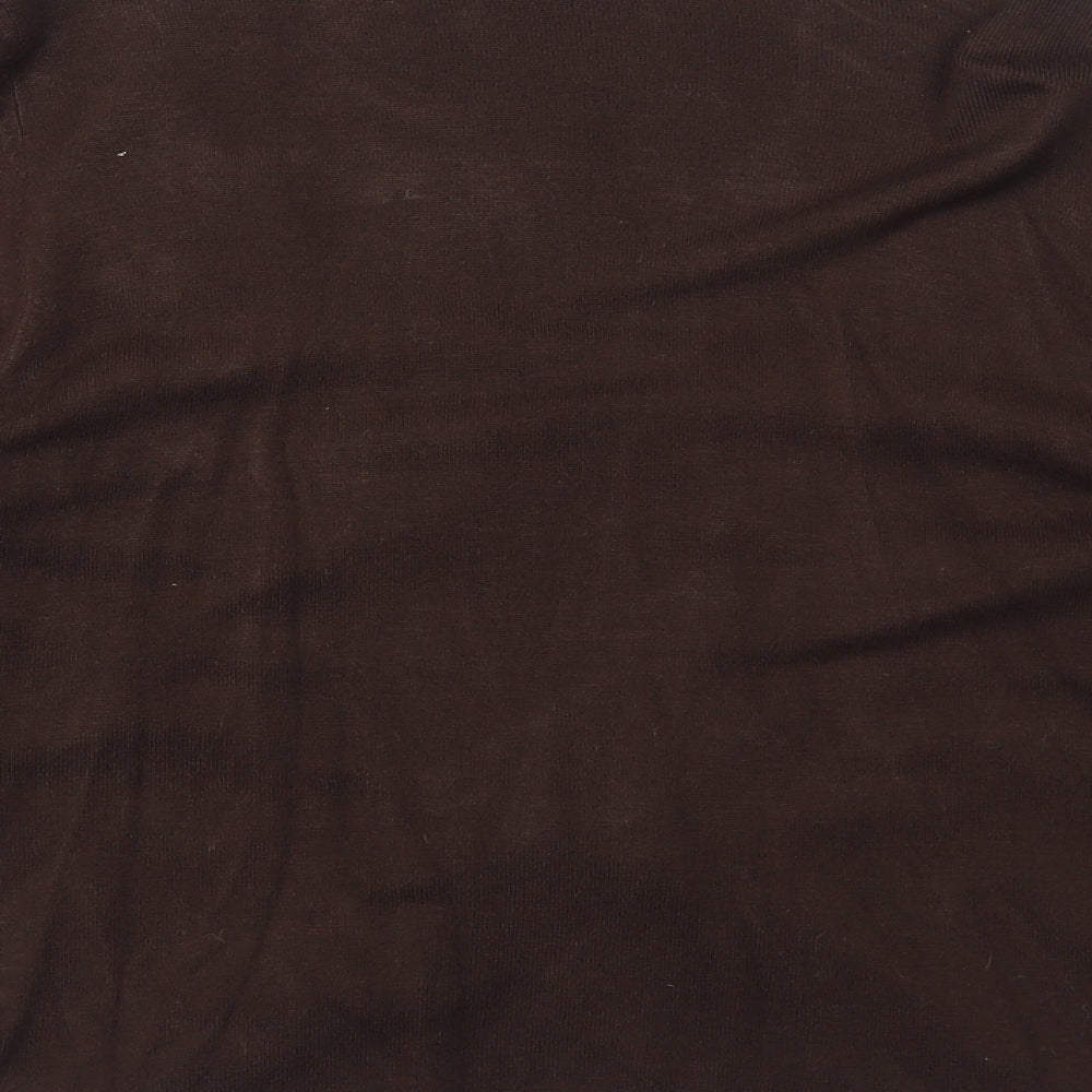 Kaliko Womens Brown V-Neck Viscose Cardigan Jumper Size 16 - 3D Flower Details