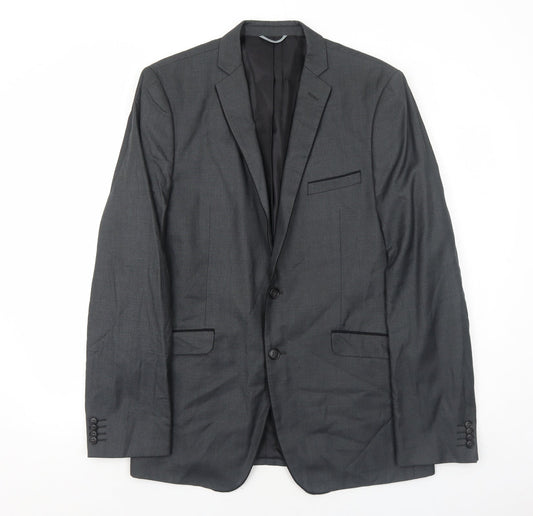 Burton Mens Grey Polyester Jacket Suit Jacket Size 42 Regular