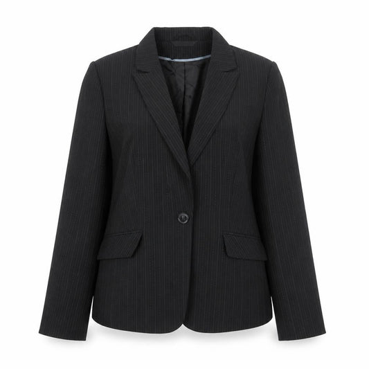 BHS Womens Black Striped Polyester Jacket Suit Jacket Size 16