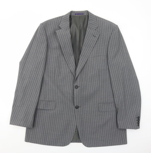 Taylor & Wright Mens Grey Striped Wool Jacket Suit Jacket Size 42 Regular