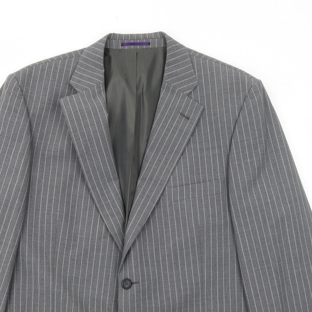Taylor & Wright Mens Grey Striped Wool Jacket Suit Jacket Size 42 Regular