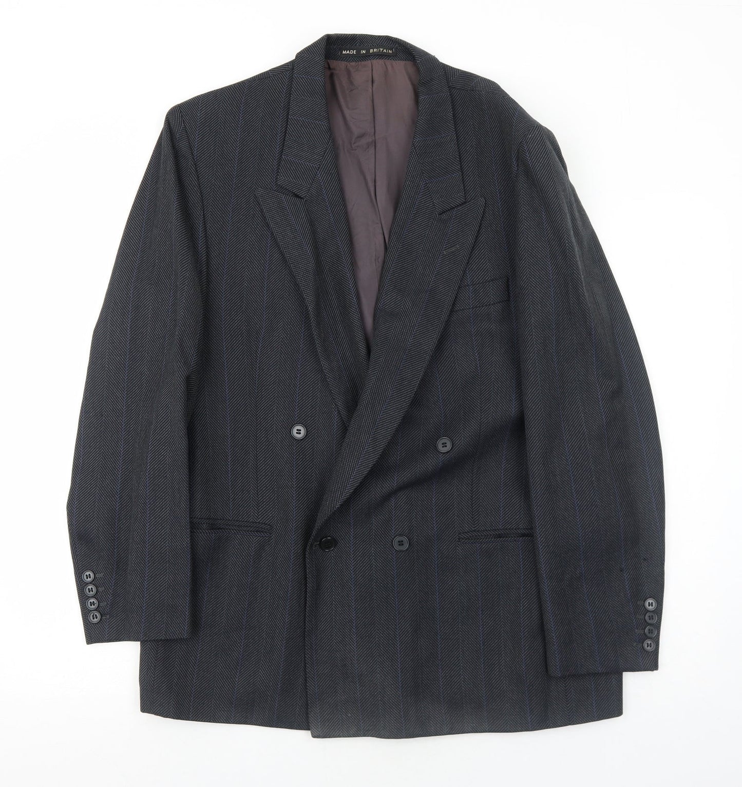 BHS Mens Grey Herringbone Polyester Jacket Suit Jacket Size 42 Regular