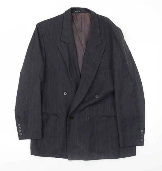 BHS Mens Grey Herringbone Polyester Jacket Suit Jacket Size 42 Regular