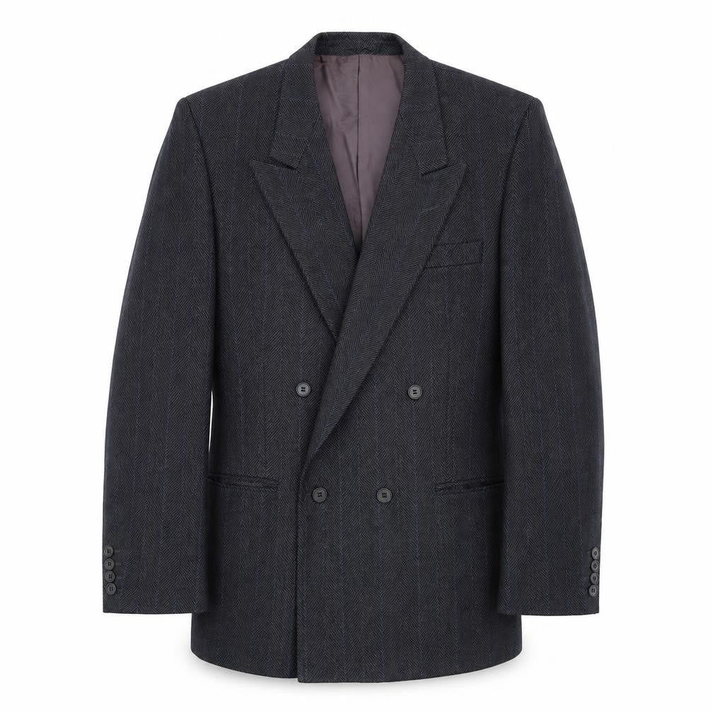 BHS Mens Grey Herringbone Polyester Jacket Suit Jacket Size 42 Regular