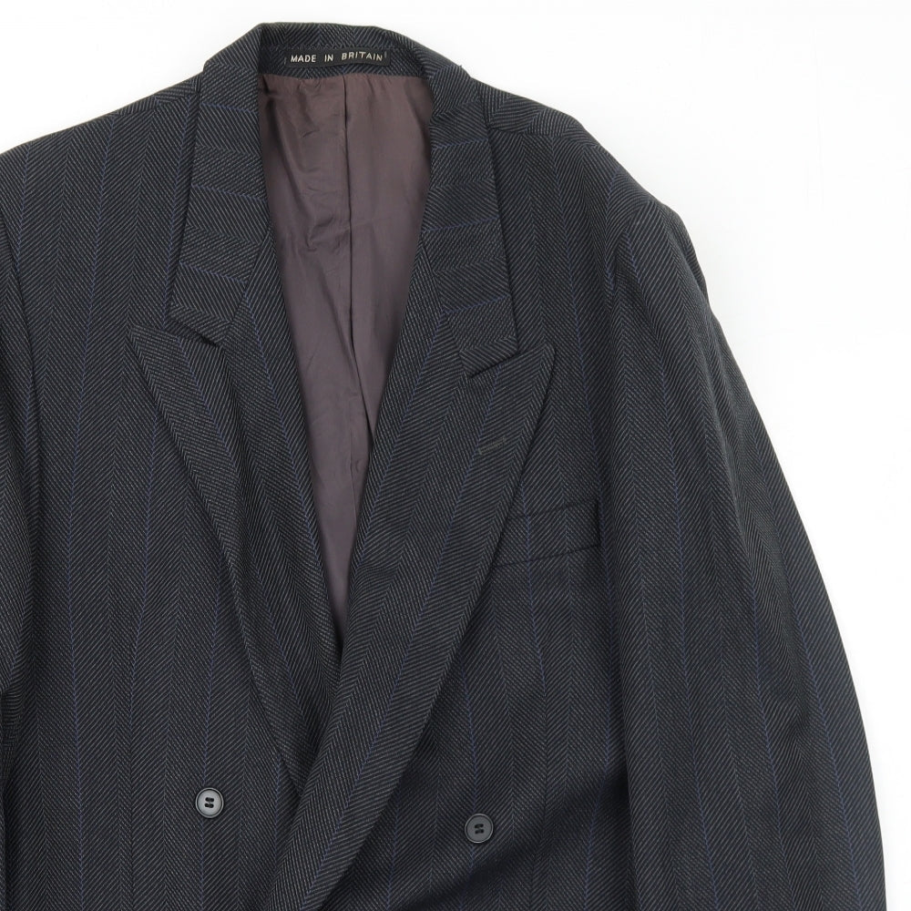 BHS Mens Grey Herringbone Polyester Jacket Suit Jacket Size 42 Regular